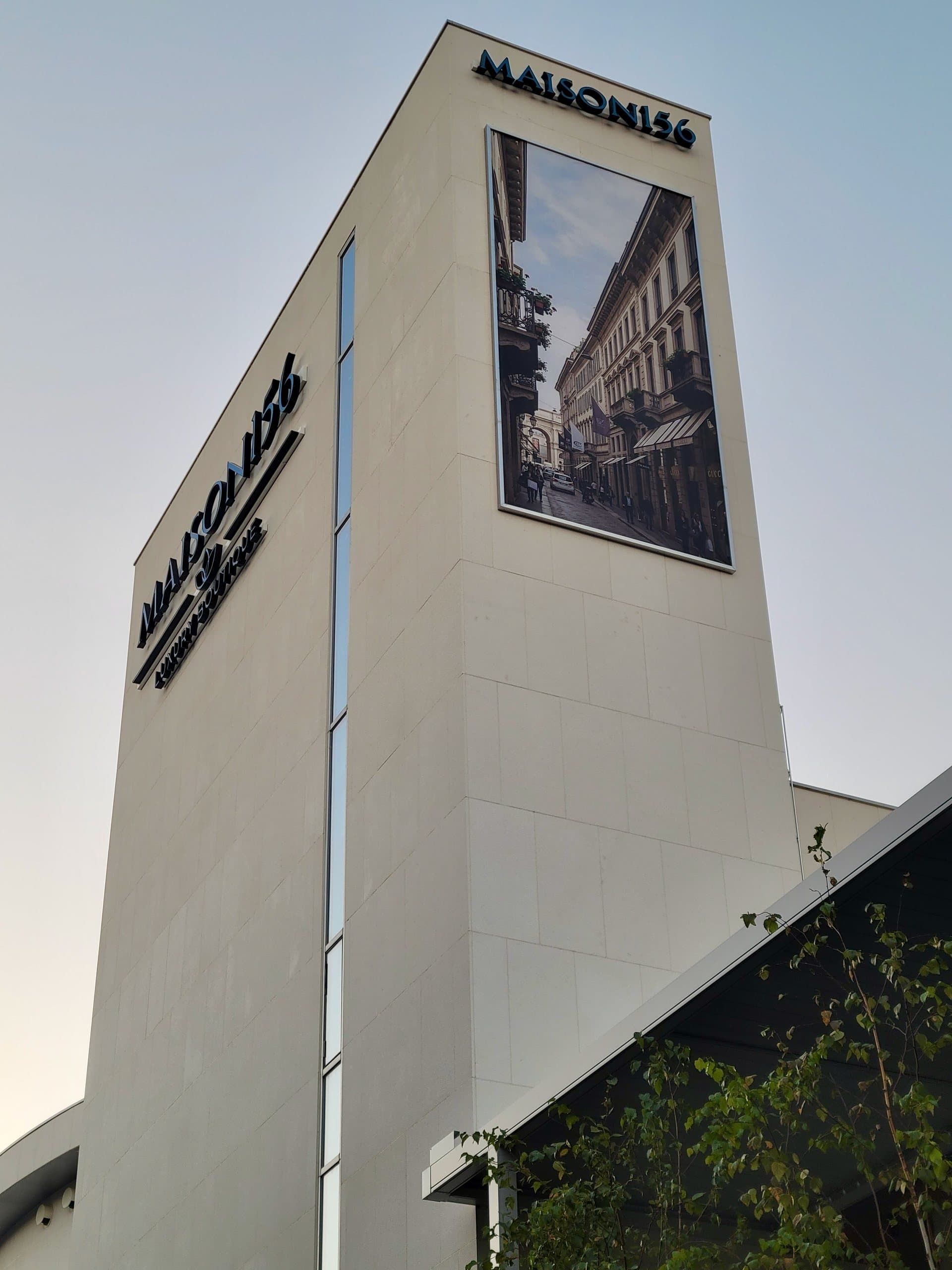 The MAISON 156 tower seen from below