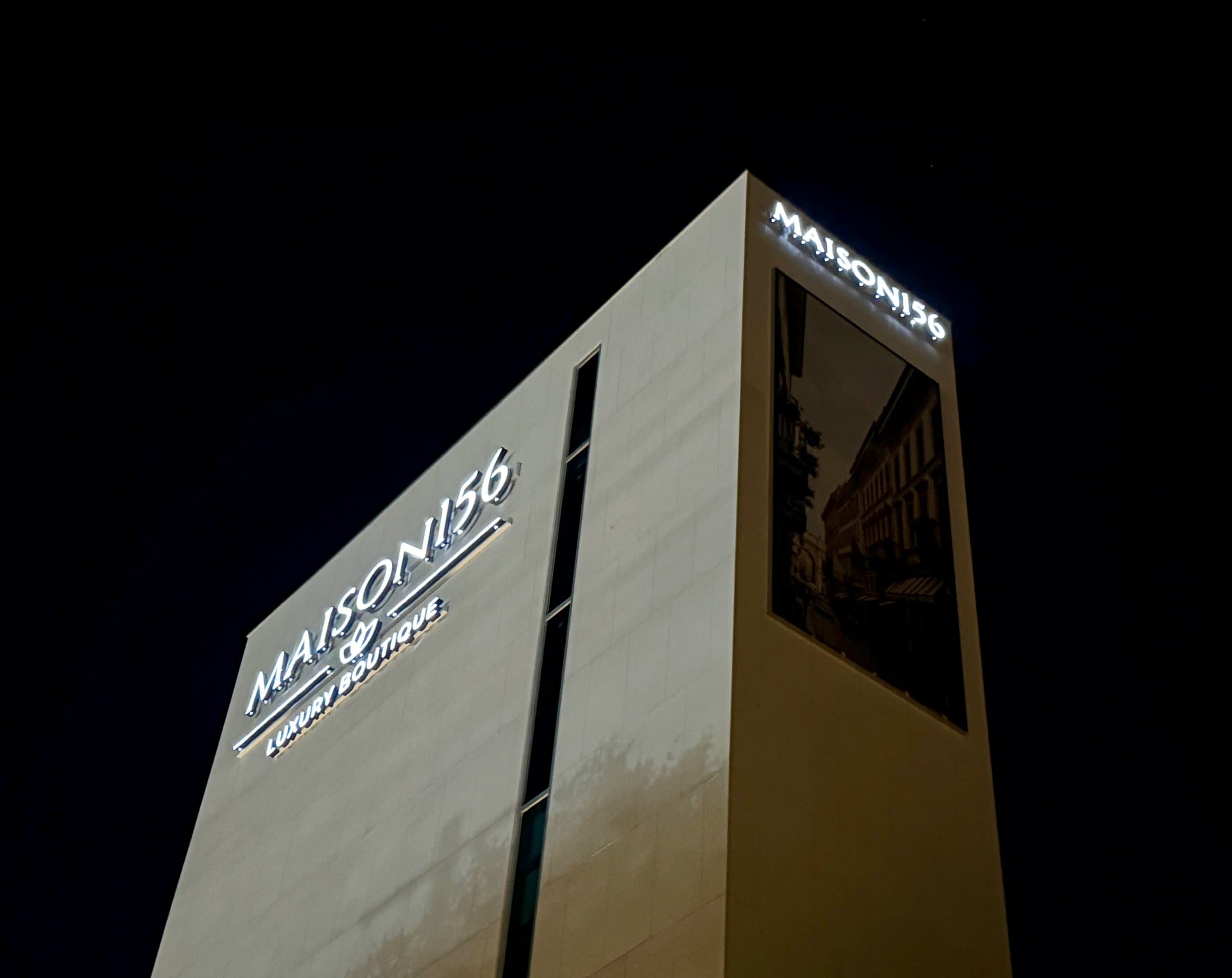 The tower at night